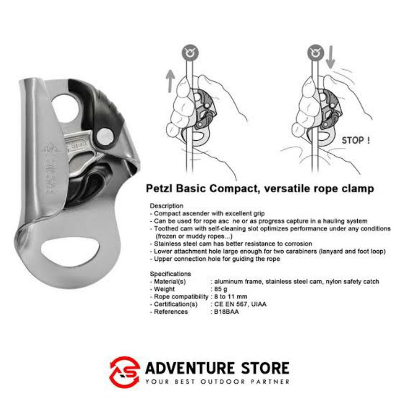 PETZL BASIC ROPE CLAMP CE EN 567