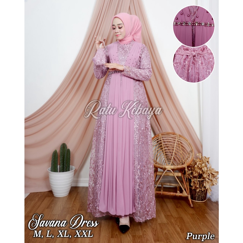 SAVANA DRESS / GAMIS BRUKAT / OUTFIT BAJU PESTA KEKINIAN / BAJU GAMIS MODERN / RATU