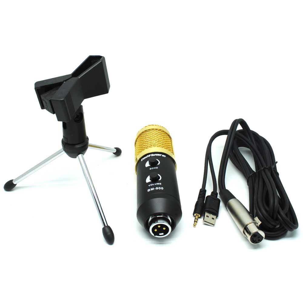 BM-900 Condenser Microphone Free Mini Tripod - Black