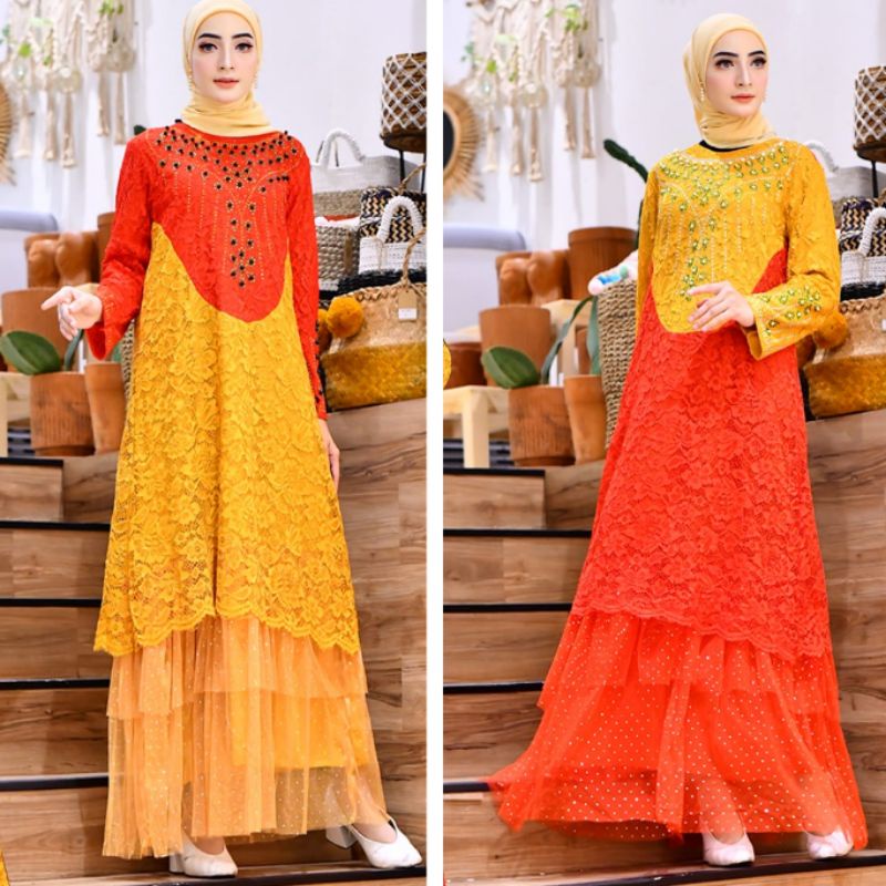 Sale!! Gamis Kajol Dua Bordir Payet Original Butik