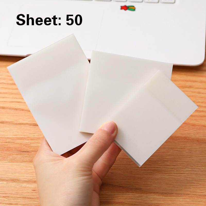 50 Lembar Sticky Note Warna Putih Transparan Untuk Kantor / Sekolah