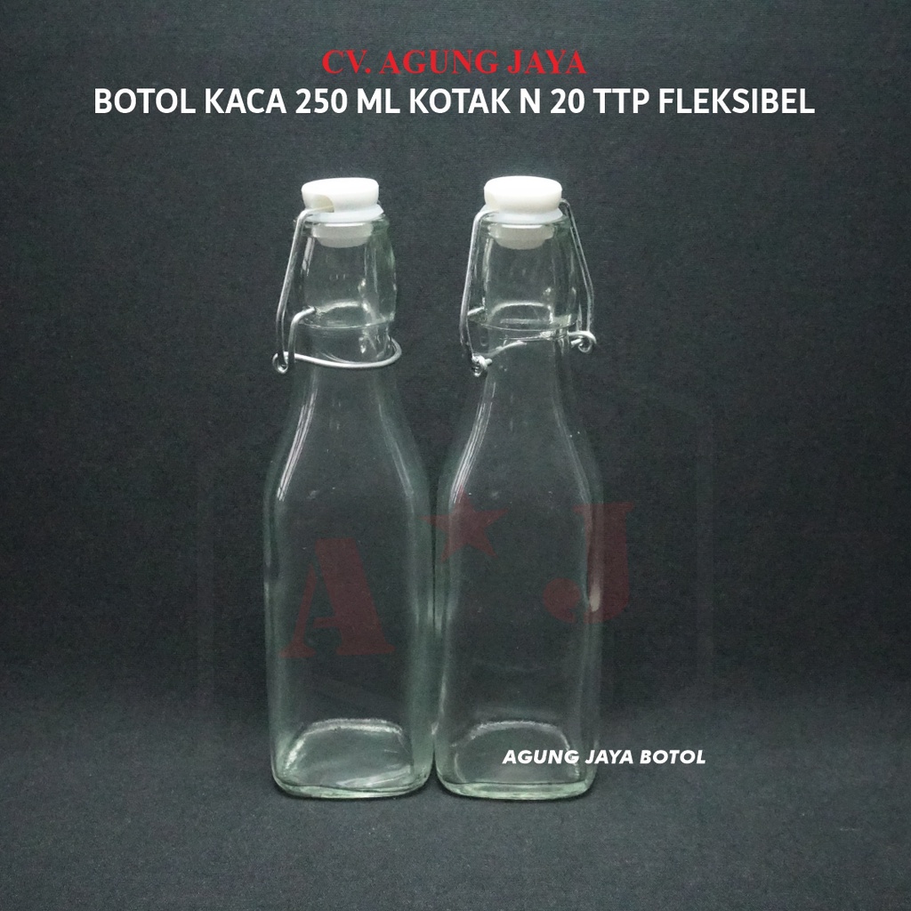 Botol Kaca 250 ml Kotak Tutup Fleksibel