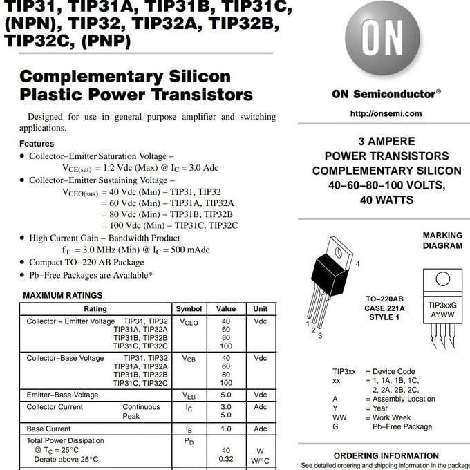 Motorola TIP31B Silicon NPN Power Transistor 3A 80V asli original tektron22 Diminati Banget