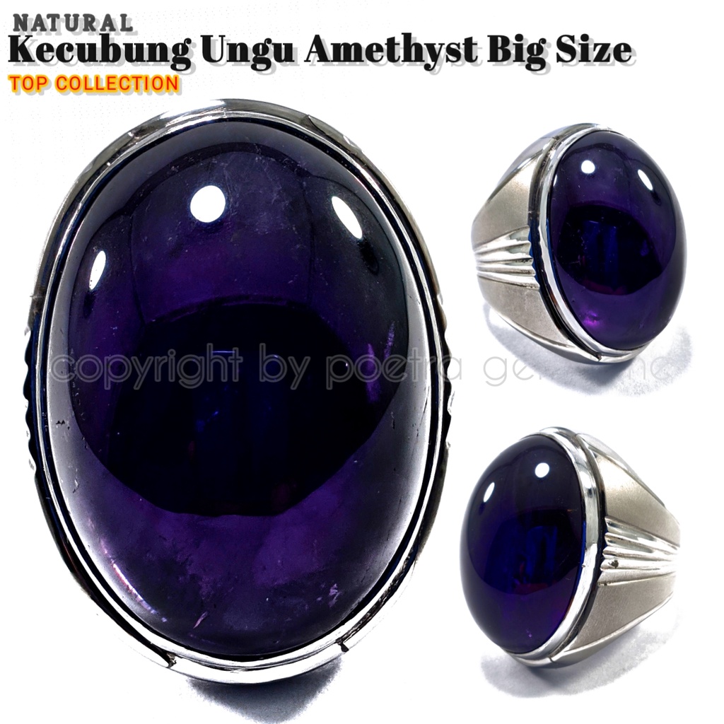 Natural Kecubung Ungu Amethyst Bodyglass Oval Cabochon Shape Cut Elegan