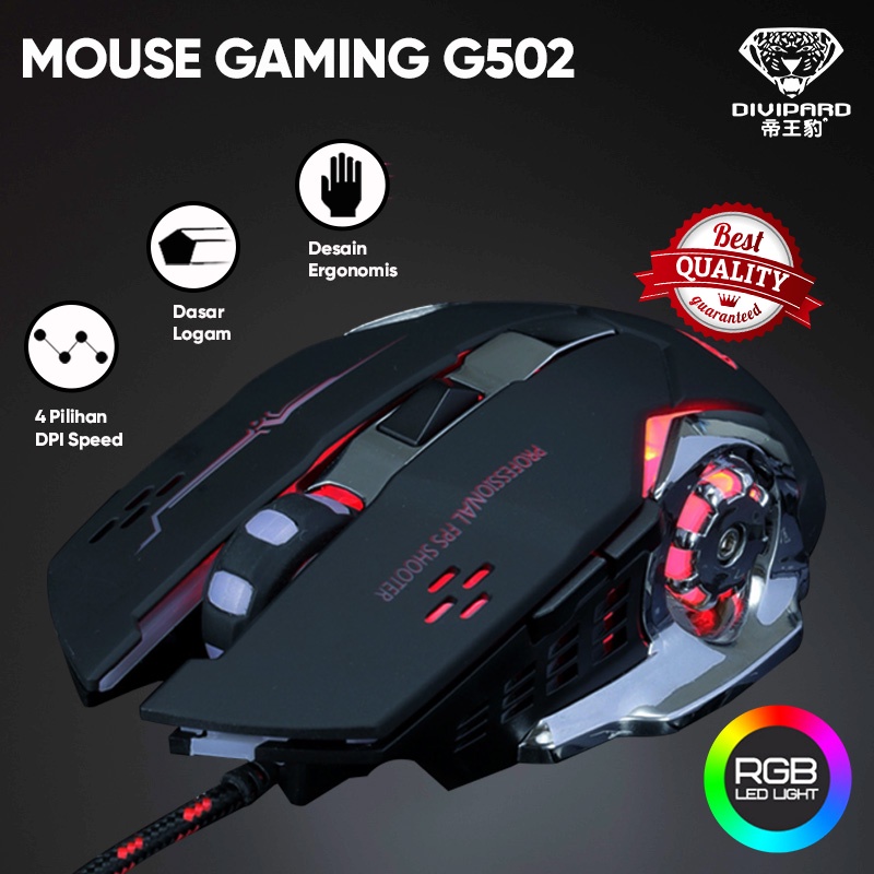 Mouse Gaming Divipard G502 3200 DPI Plus LED - Mouse Gaming Kabel USB