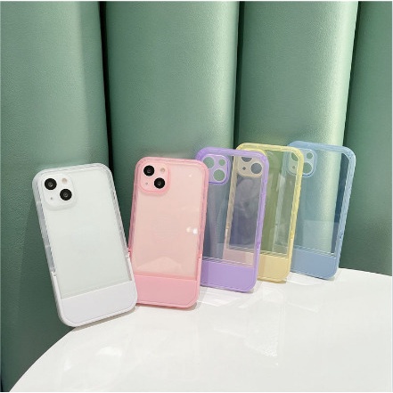 Case Transparan Dengan Holder Untuk iphone 12 13 11 Pro Max X Xs Max Xr