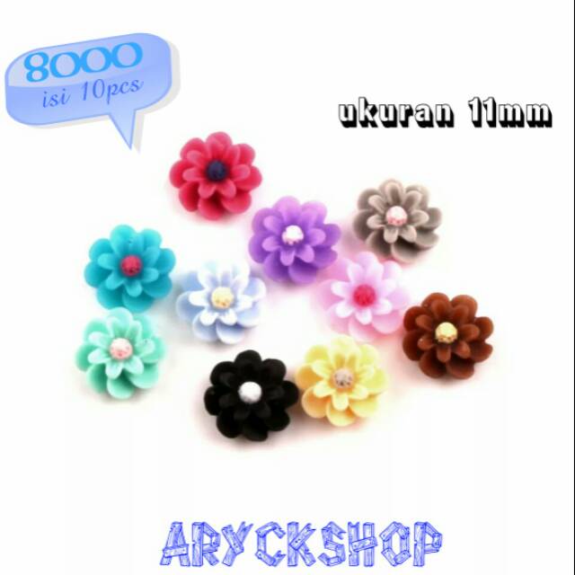 Bunga krisan ukuran 11mm isi 10pcs bahan craft aksesoris tasbih swarovski