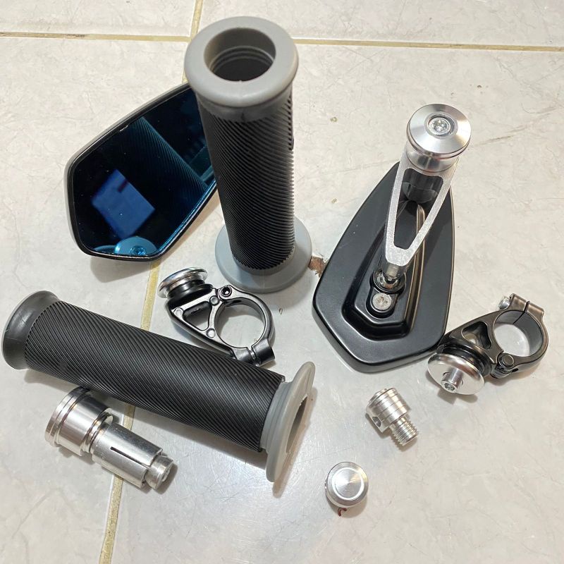 PAKET SPION JALU BAR END OVAL SEGI LIMA KACA DATAR PLUS HAND GRIP N MAX PCX ADV SCOOPY AEROX VESPA