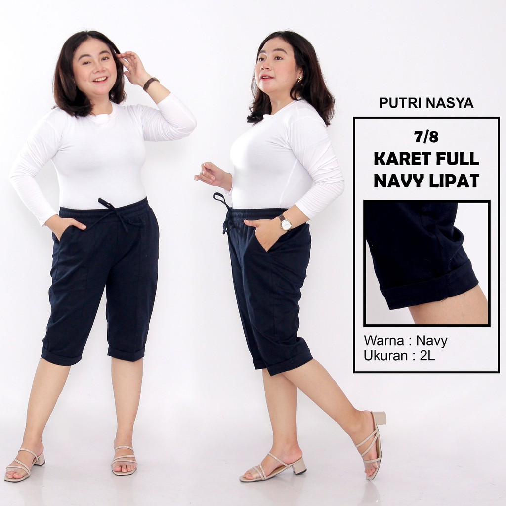 Celana 7/8 jumbo karet full / baggy pant jumbo / celana pendek model 8L-6L-5L-4L-2L-XL-S fit to L