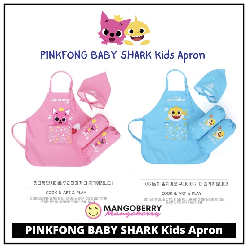 PINKFONG BABY SHARK Kids Apron set (celemek anak)