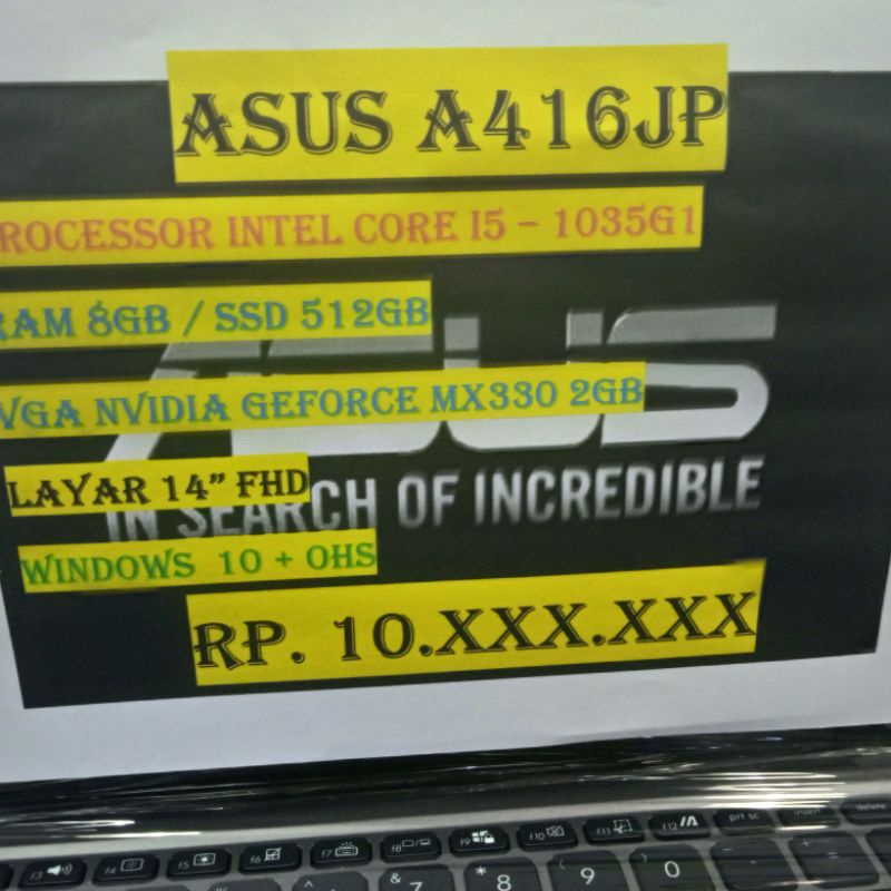 ASUS A416JP I5 1035G1 8GB NVIDIA GEFORCE MX330 2GB