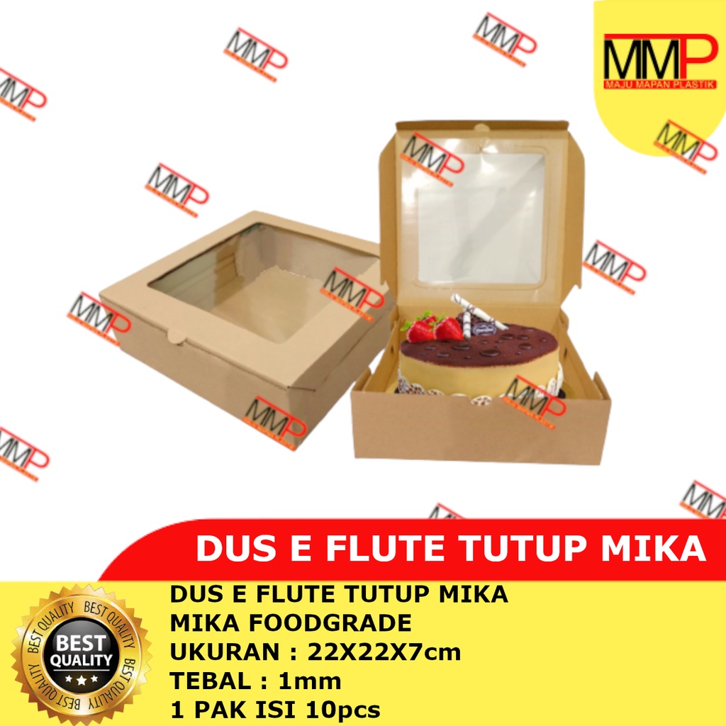 

(10pcs) Dus E FLute 22x22x7 Coklat Window Single Wall / Dos Kraft Eflute tutup mika