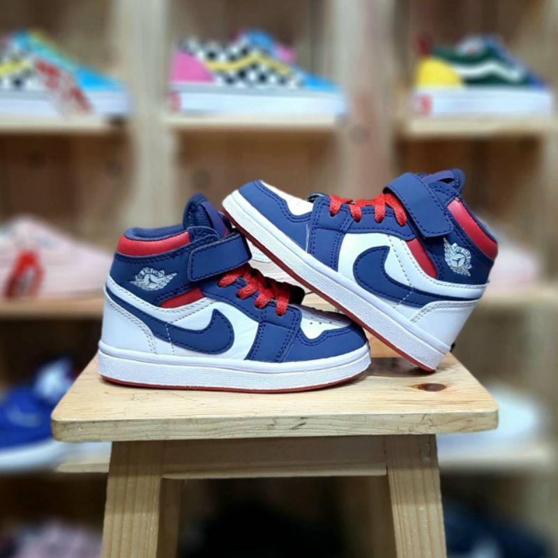 Sepatu Anak Kids Nike Air Jordan 1 High Navy White Red