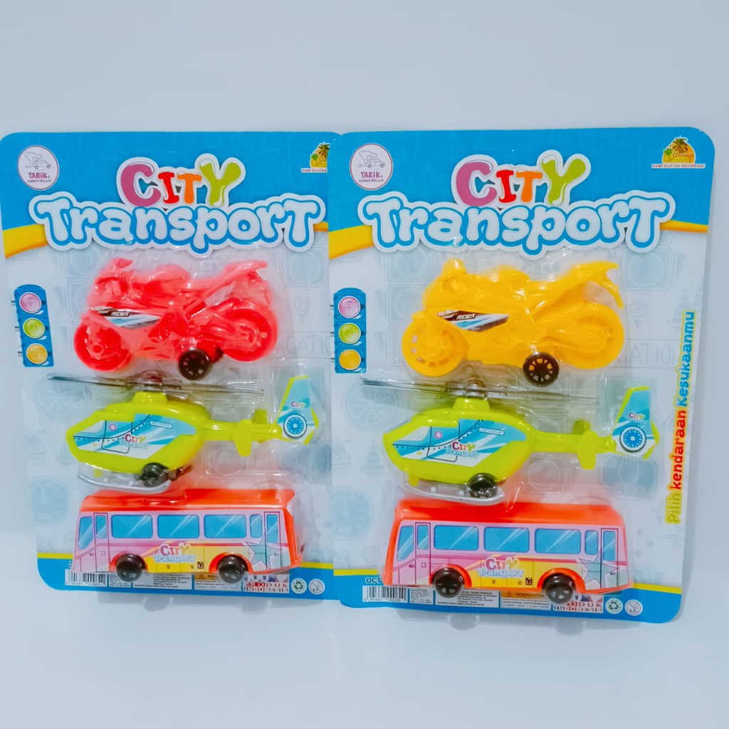 mainan mobil city transport isi 3pcs