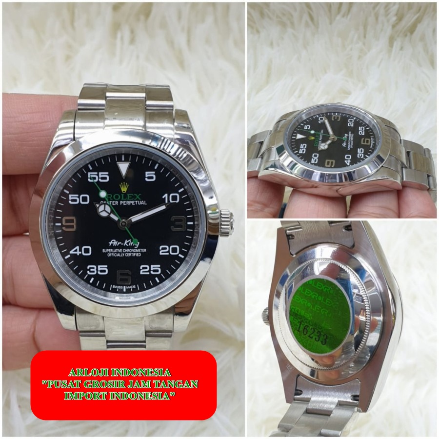 New Jam Pria Automatic Rolex Air King 40mm Silver Garansi 1th