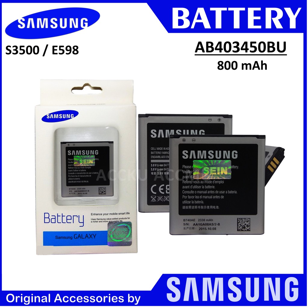 BATERAI / BATTERY SAMSUNG S3500 / E598 / AB403450BU ORIGINAL 100%