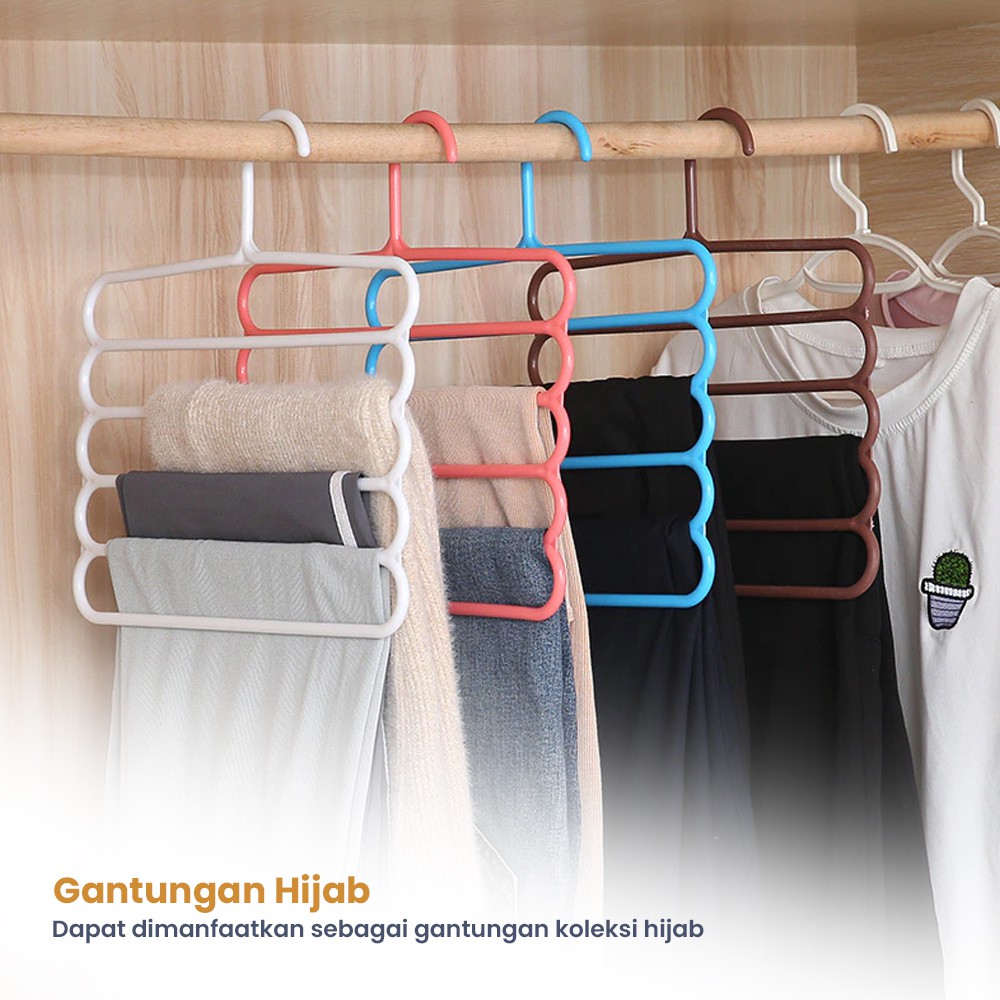 Gantungan Hanger Pakaian 5 In1 Gantungan Multifungsi Hanger Baju