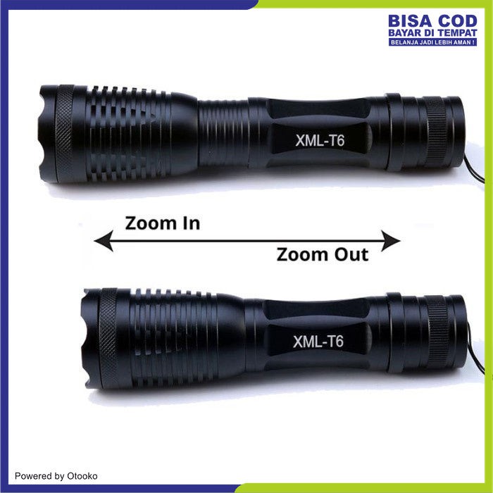 Senter Super Terang Tactical Zoom LED Cree XM-L T6 Max 8000L F18