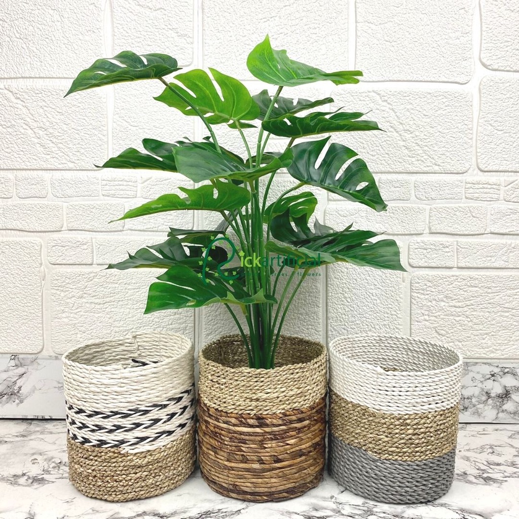 Pohon Daun Monstera Tapak Gajah X18 Artificial Cover Seagrass Dekorasi Ruangan