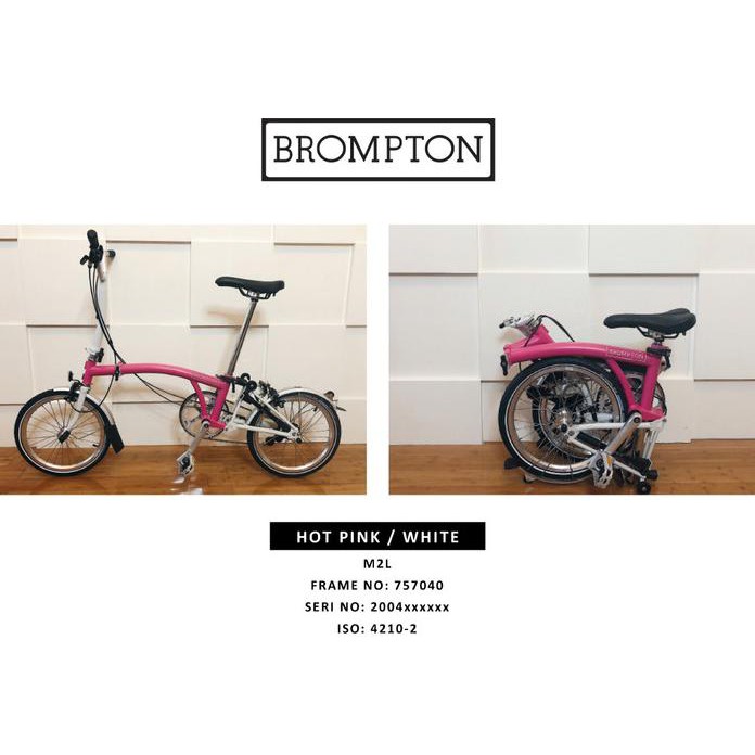 BROMPTON Sepeda Lipat Hot Pink/ White M2L