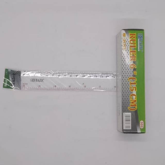 

Penggaris 15 cm Merk Bazic/ Bazic Ruler 6" (15cm) isi 24 pcs