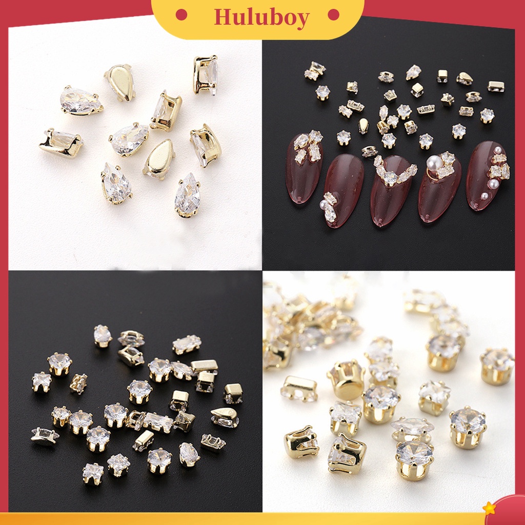 Huluboy Huluboy♡ 1 Set Ornamen Kuku 3D Bahan Metal Tahan Karat Untuk Manicure Charms