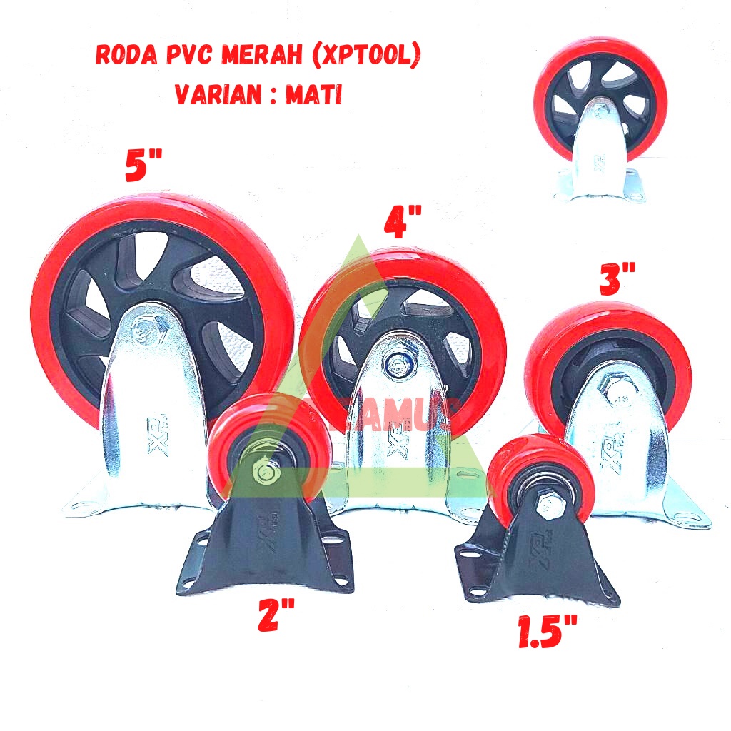 Jual Roda Troli Trolley Pvc Merah Inci Tipe Hidup Mati Rem Shopee Indonesia