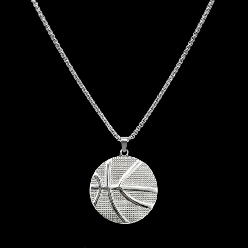 Titanium Steel Necklace Accessories Trendy Personality Medal Basketball Pendant Hip Hop Street