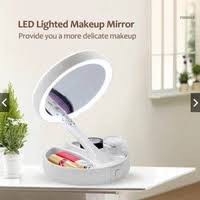Cermin Led  Lampu Bulat Lipat Kaca Miror  Rias Bulat Meja Rias Kecil Make Up Wajah Mini Murah