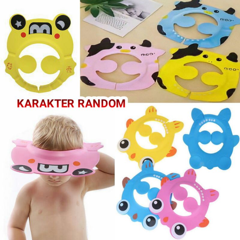 topi mandi balita anak kecil dengan penutup telinga / tanpa penutup telinga