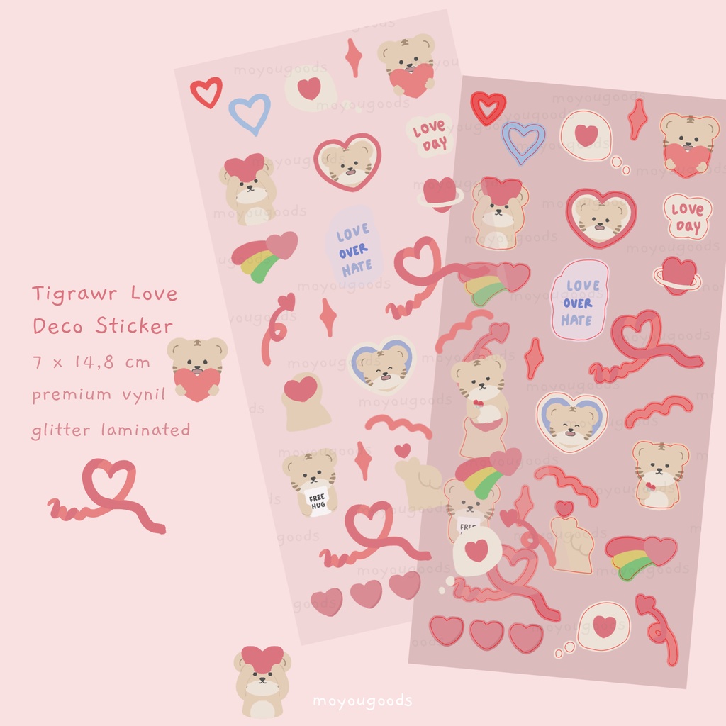 

Tigrawr Love Deco Sticker by Moyou Goods | Stiker Macan Tiger Lucu Cute