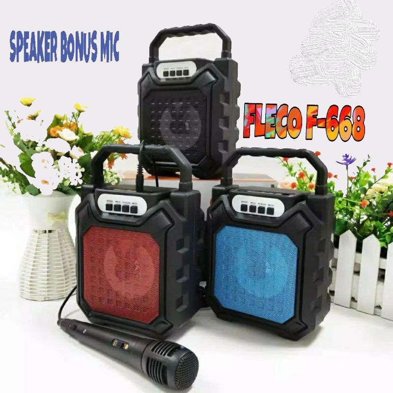 Bisa COD!!! Speaker Bluetooth Free Microphone Karaoke F-668 Wireless Extra Bass Portable Berkualitas