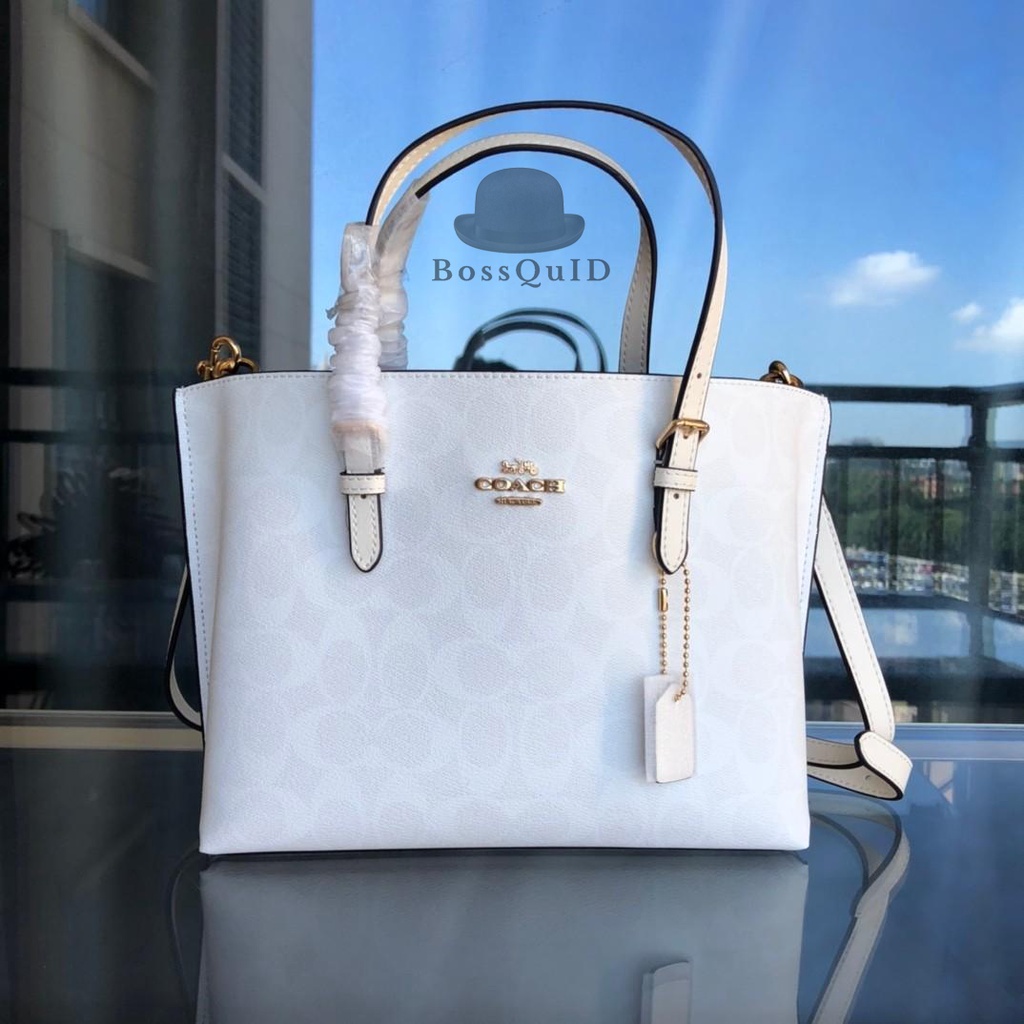 Coach Mollie Tote 25 In Signature Canvas Glacier White