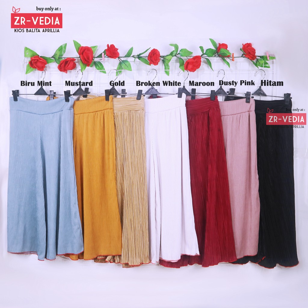 Kulot PLISKET Wanita fit to L / Kulot Polos Panjang 7per8 Cullotes Pants Celana Bawahan Harian Adem