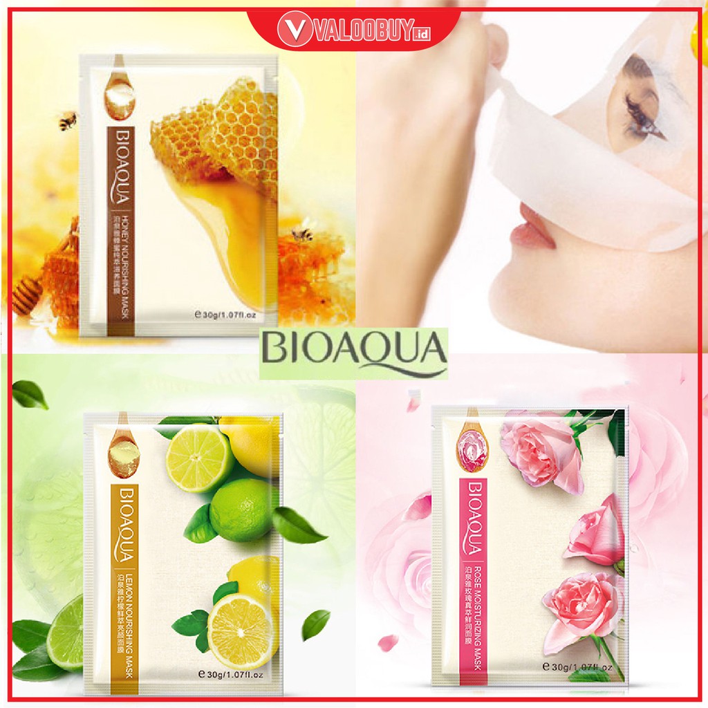 Bioaqua Nourishing Facial Mask Collagen Sheet Honey Lemon Rose Skin Care Masker Murah Indonesia
