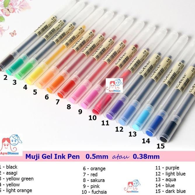 

[KODE IHHY8] Muji Gel Ink Pen 0.5mm warna - satuan