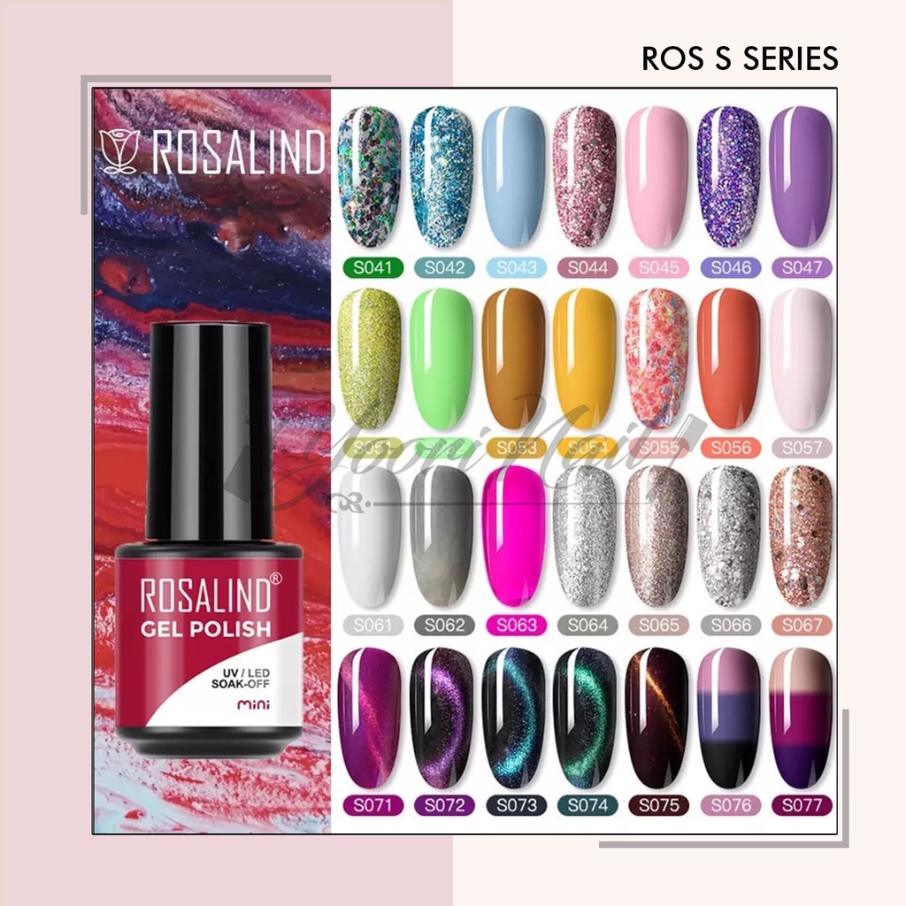 Mini Rosalind S Series 7ml glitter series cat eye series temperature chage nail gel series berubah warna