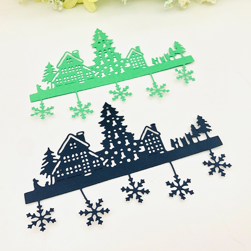 Cetakan Stensil Cutting Dies Motif Desa Natal Bahan Metal Untuk Scrapbook / Craft DIY