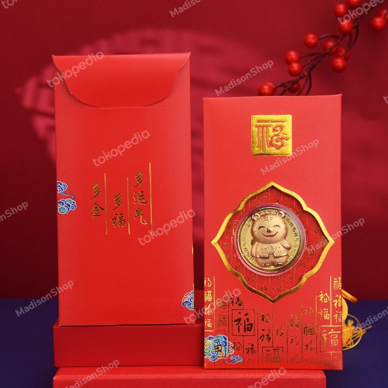 2022 Angpao Macan Koin Emas + Sertifikat Kado Imlek Angpau Premium