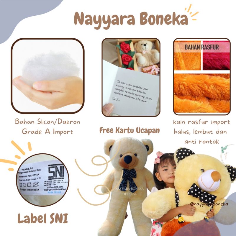 Boneka Beruang Jumbo Teddy Bear tinggi 1,5 Meter SNI