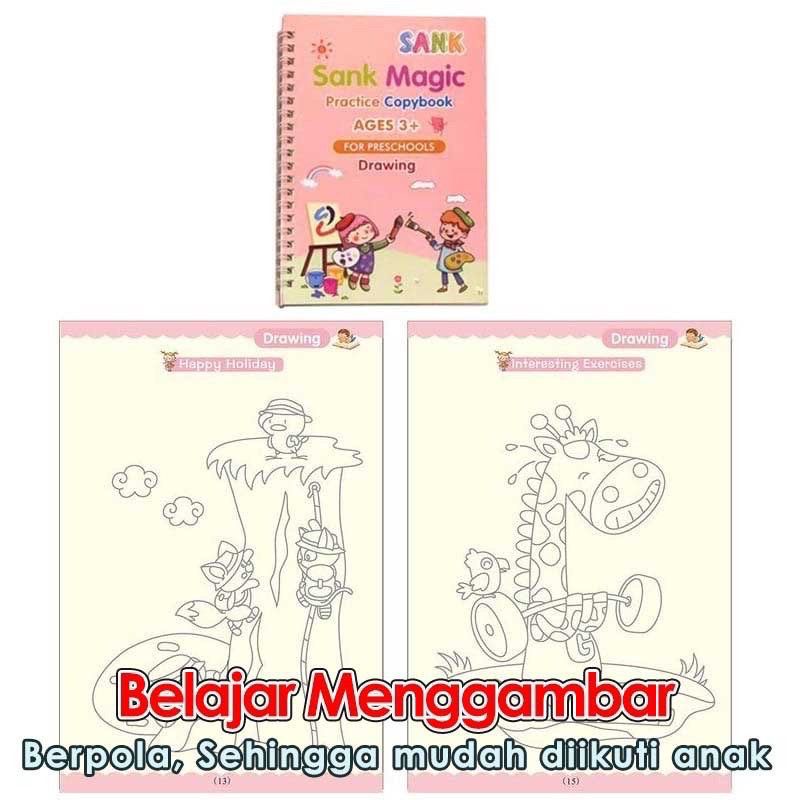 SANK MAGIC BOOK / 4 IN 1 SET BUKU BELAJAR ANAK PAUD / MAGIC BOOKS WITH PEN REFIILLS