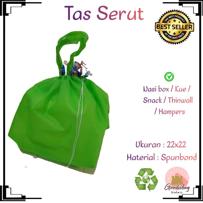 

Goodie bag serut polos spunbond 22x22 hajatan box nasi snack kue bento sembako acara selamatan murah