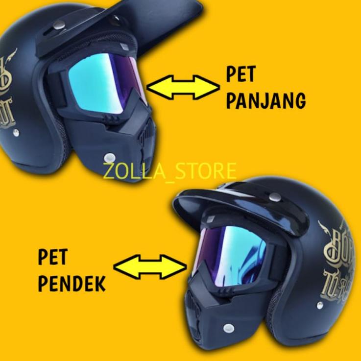 Sudah READY.. Helm Bogo KACAMATA GOOGLEMASK Helem Retro Kaca Google Untuk Touring klx trail cross cr