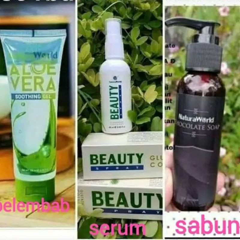 paket NaturaWorld ( Beauty spray, Aloe Vera, Chocolate Soap)