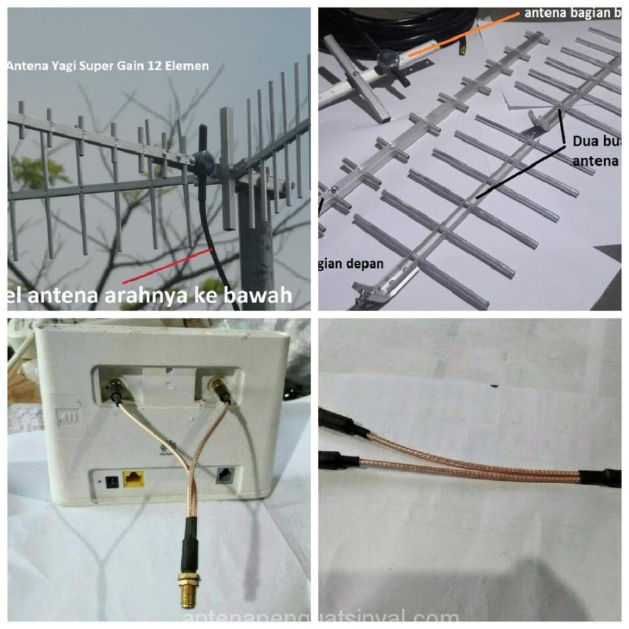 Antena Yagi 12 el 2 Pigtail Ganda SMA Modem Router Huawei B310 E5172 E5186 E5175 B593 B315 B880 BL10