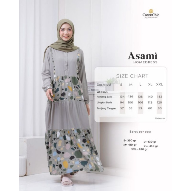 COTTON CHIC, ASAMI HOME DRESS, YASMEERA, GAMIS RUMAHAN, GAMIS RAYON