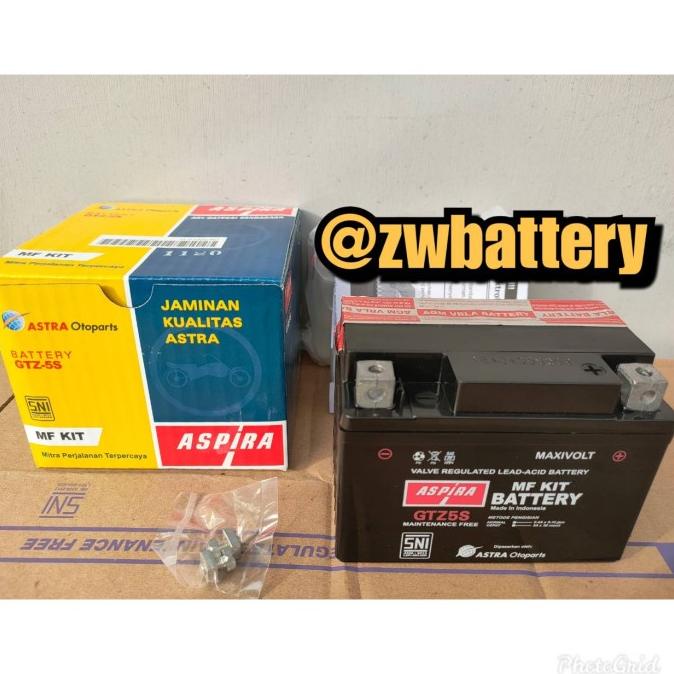 Jual Aki motor Honda Beat -Vario 110 Aspira GTZ5S MF KIT Aki Kering