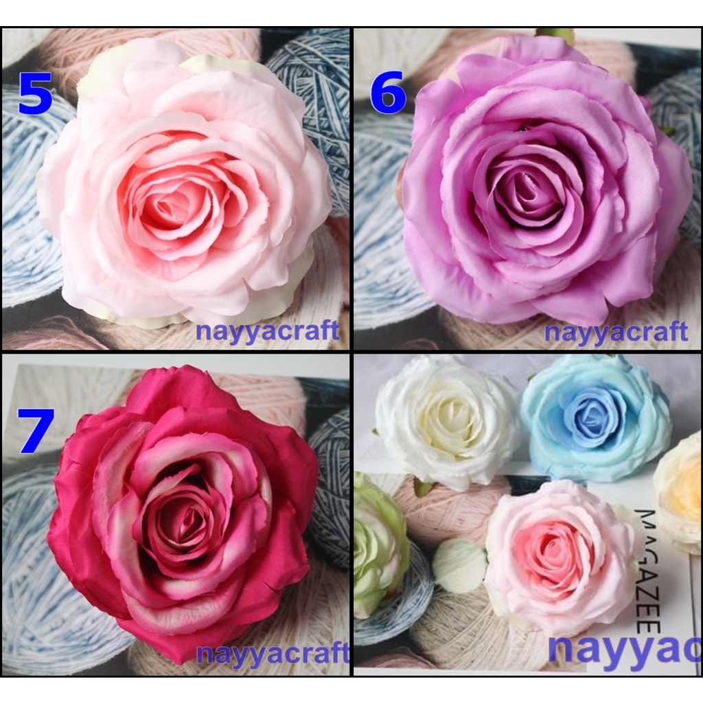 Kepala Kuntum Bunga kelopak bunga Mawar Artificial Rose Jumbo Dekorasi non Tangkai