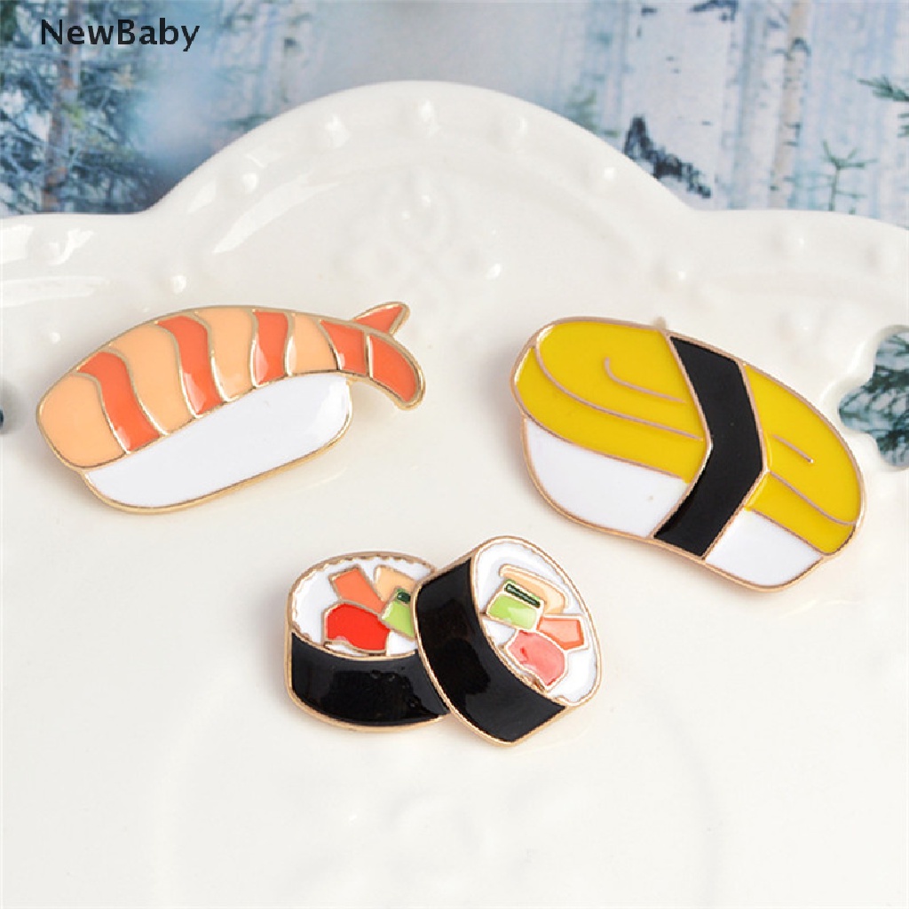 3pcs / Set Bros Pin Enamel Desain Sushi Makanan Jepang Untuk Kerah Kemeja