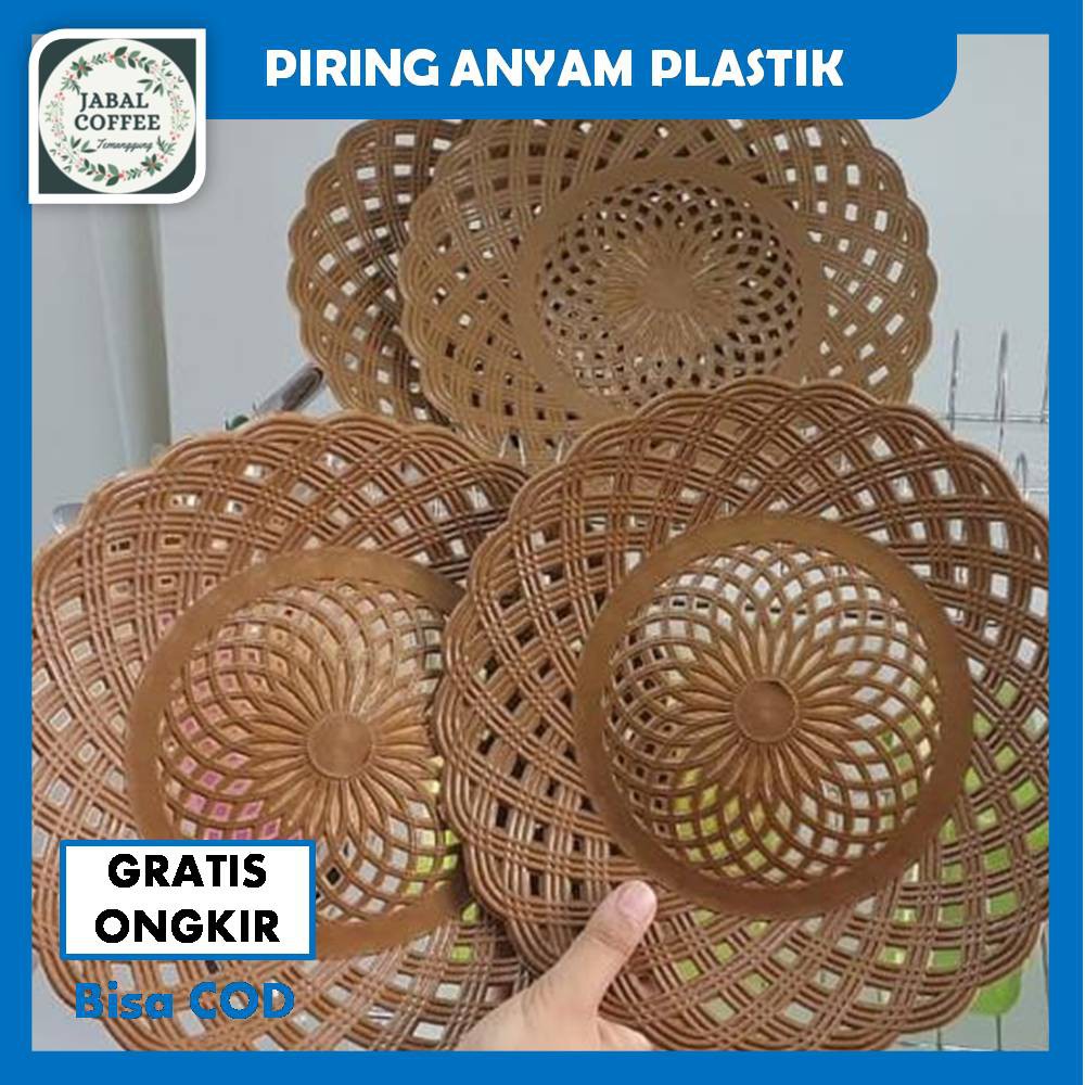 Piring Rotan Anyam Plastik / Piring Anyam Plastik / Piring Rotan Plastik Cokelat J47